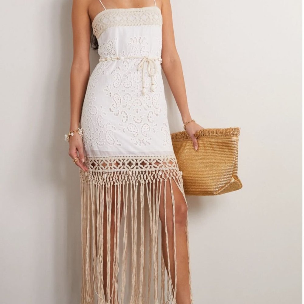 Zimmerman White Square Neckline Mini Dress